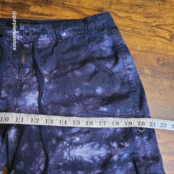Vtg Calvin Klein Tie Dye Shorts Size 8 Mid Rise Tab Legs Blue Purple Y2K - Picture 9 of 14